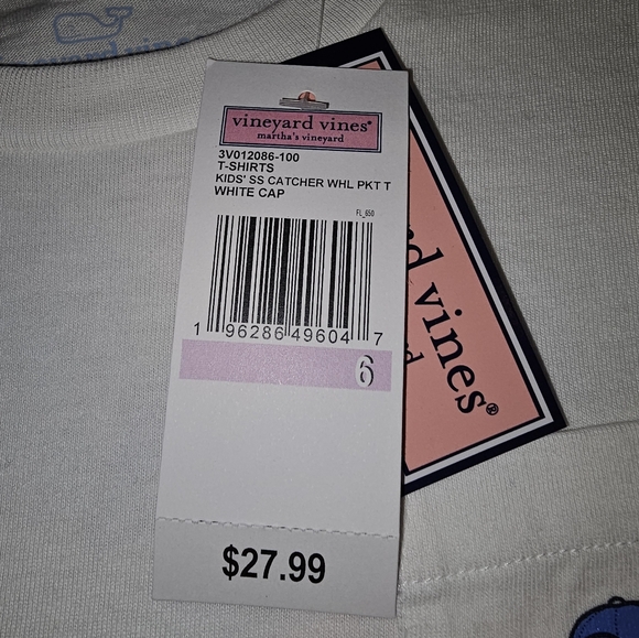 NWT Vineyard Vines, Boys Shirt, Baseball Themed Size 6, White - Picture 3 of 4